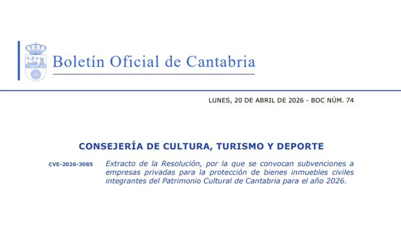 Cultura convoca las ayudas a empresas privadas para la protección de bienes inmuebles civiles integrantes del Patrimonio Cultural de Cantabria