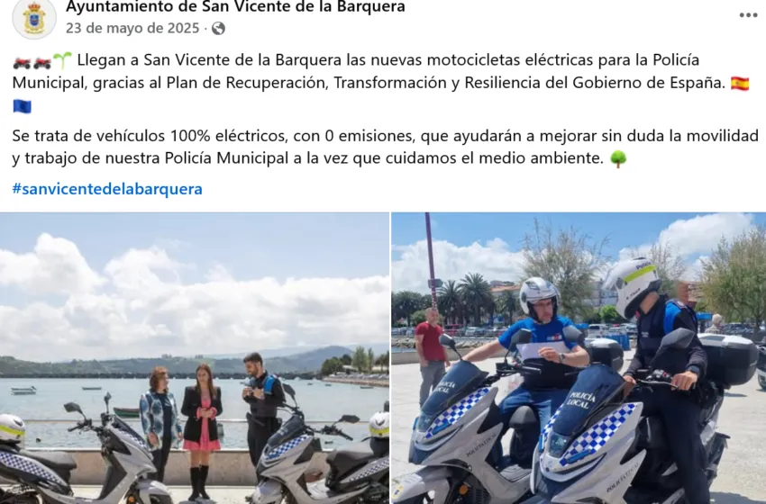  SUMINISTRO MEDIANTE ADQUISICIÓN DE 2 MOTOS ELÉCTRICAS TIPO SCOOTER PARA LA POLICÍA LOCAL, con fondos Next Generation de la Unión Europea