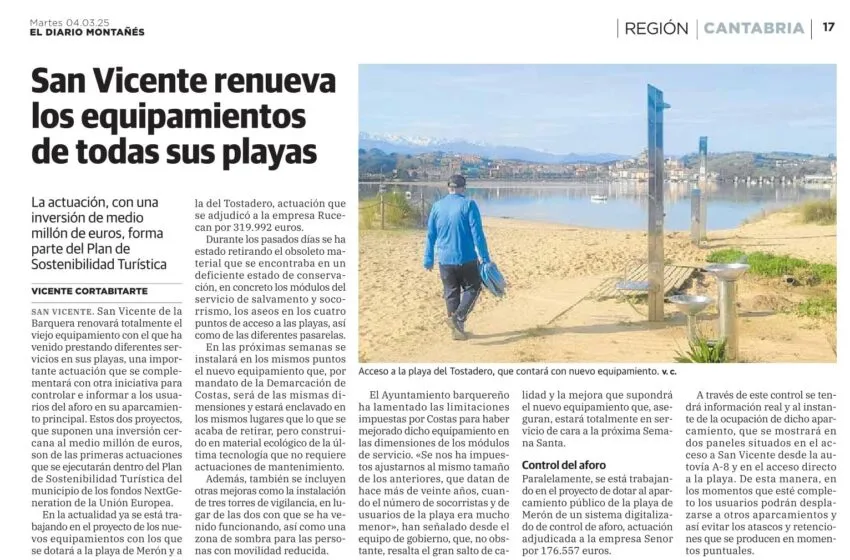  RENOVACIÓN DE EQUIPAMIENTOS DE SEGURIDAD E HIGIENE DE LAS PLAYAS DE SAN VICENTE DE LA BARQUERA