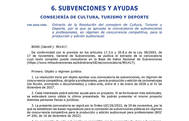 Noticias de Cantabria | El Cántabro | Cultura convoca las ayudas a profesionales para la producción y edición audiovisual