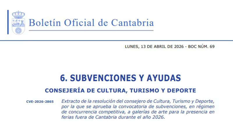 Cultura convoca las ayudas a galerías de arte cántabras para facilitar su participación en ferias tanto nacionales como internacionales