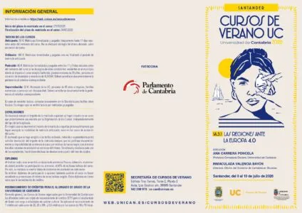 Noticias de Cantabria | El Cántabro | El Parlamento de Cantabria acogerá en julio un curso universitario sobre el futuro de las regiones en la Europa 4.0
