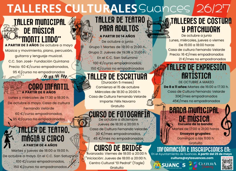 Noticias de Cantabria | El Cántabro | Suances abre el 25 de mayo las inscripciones para sus Talleres Culturales 2026/2027