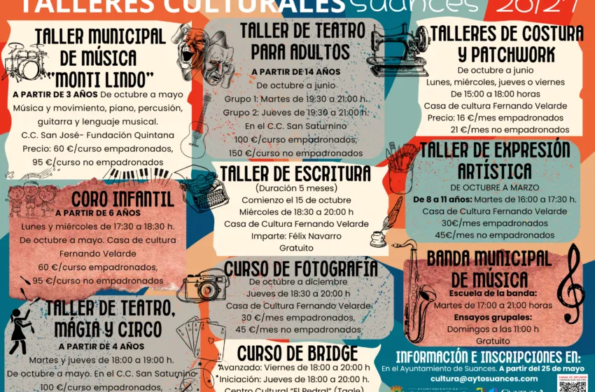 Noticias de Cantabria | El Cántabro | Suances abre el 25 de mayo las inscripciones para sus Talleres Culturales 2026/2027