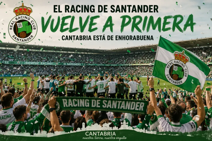 Noticias de Cantabria | El Cántabro | El sueño verdiblanco vuelve a Primera: Cantabria celebra el ascenso del Racing de Santander