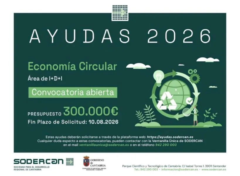 Noticias de Cantabria | El Cántabro | SODERCAN convoca ayudas para proyectos de I+D de economía circular