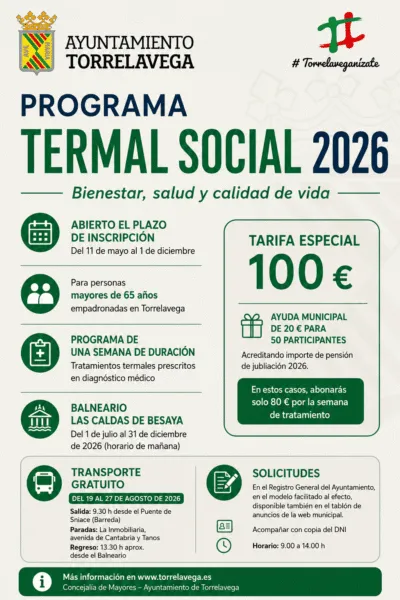 Noticias de Cantabria | El Cántabro | Abierto el plazo de inscripción para participar en el Programa Termal Social 2026