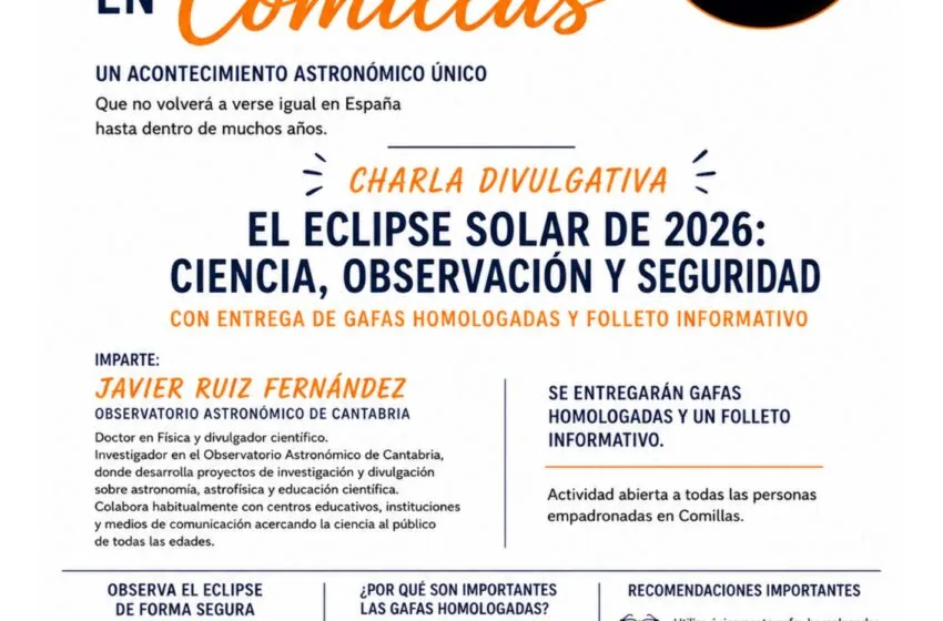  El Ayuntamiento de Comillas organiza una charla divulgativa para el próximo 24 de junio sobre el eclipse solar total 