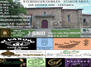 Noticias de Cantabria | El Cántabro | El CDE Salcedo celebrará el domingo en Vioño el II Torneo absoluto San Antonio de tenis de mesa, el único en Cantabria que se juega en la modalidad de dobles con 12 mesas en pista