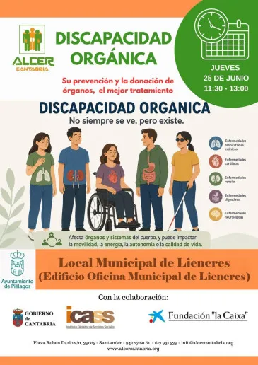  ALCER Cantabria hablará este jueves de discapacidad orgánica a los vecinos de Piélagos