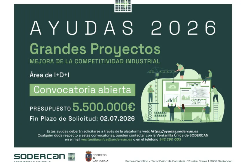 Noticias de Cantabria | El Cántabro | SODERCAN lanza ayudas para grandes proyectos de mejora de la competitividad industrial con 5,5 millones de euros