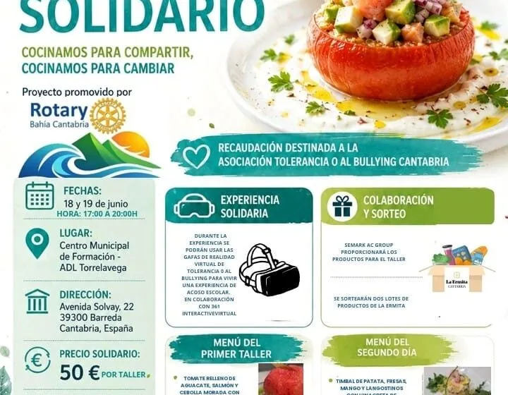 Noticias de Cantabria | El Cántabro | Torrelavega acogerá un taller de cocina solidario a favor de la Asociación Tolerancia 0 al Bullying Cantabria 