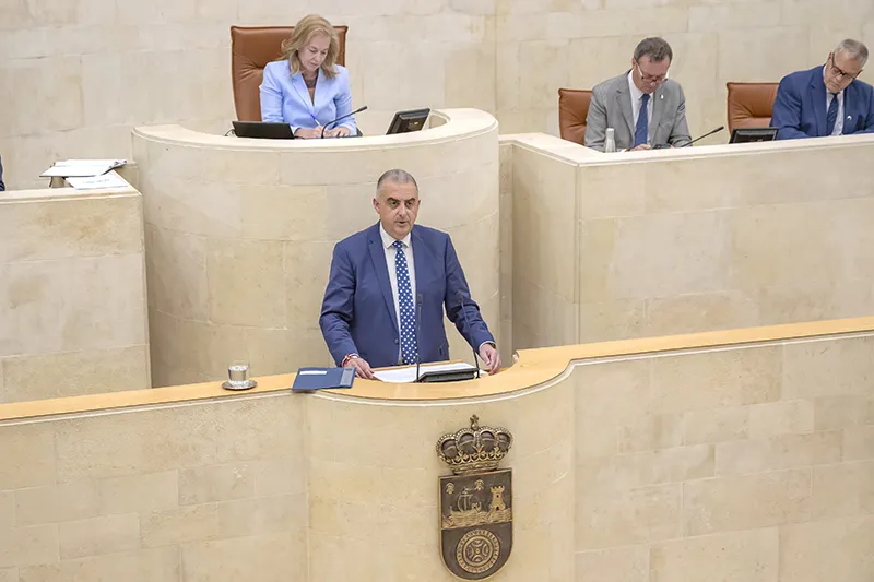 Momento de la intervención de Roberto Media hoy en el Parlamento (Foto: Emma Portillo)
