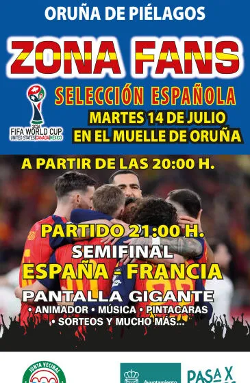  Ayuntamiento  de Piélagos y Junta Vecinal de Oruña organizarán este martes una ‘Zona fans’ con pantalla gigante en apoyo de la Selección española de fútbol