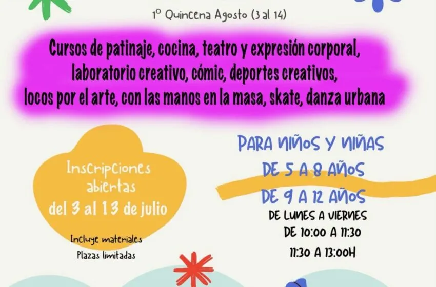  Abierto el plazo de inscripción para los Cursos de Verano dirigidos a niños y niñas de 5 a 12 años en Colindres