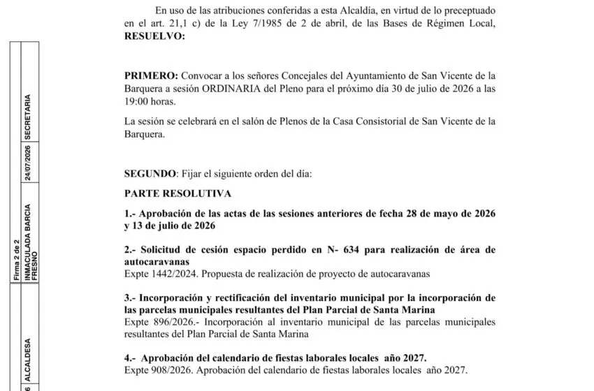 Noticias de Cantabria | El Cántabro | Convocatoria de Pleno el día 30 de julio