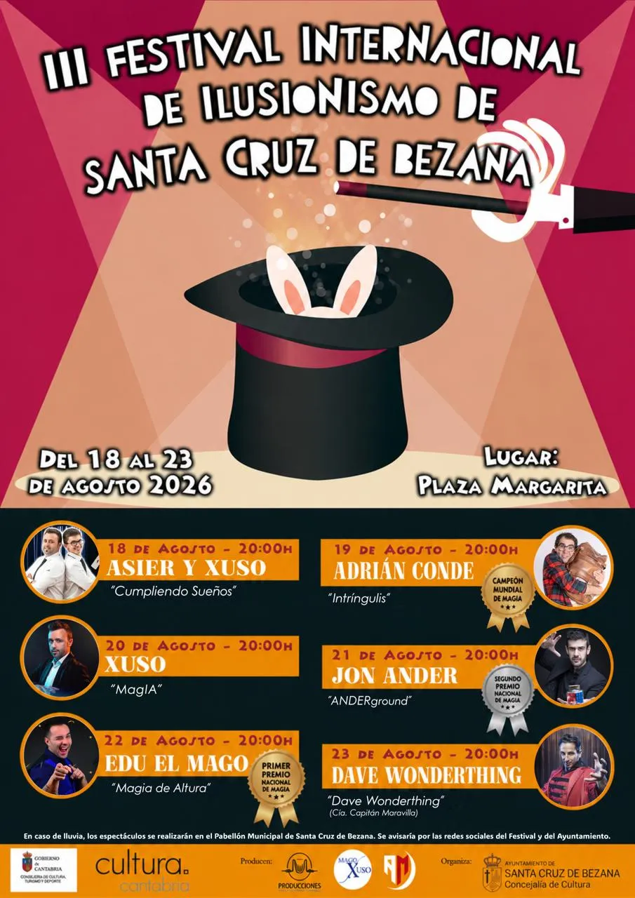 Noticias de Cantabria | El Cántabro | El III Festival Internacional de Ilusionismo de Bezana se celebrará del 18 al 23 de agosto