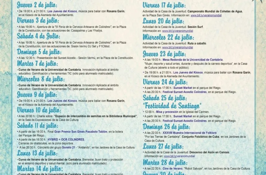 Noticias de Cantabria | El Cántabro | Colindres presenta una amplia programación cultural, deportiva y de ocio para el mes de julio