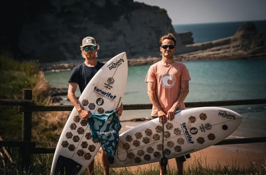 Las sorprendentes tablas de surf fabricadas con miles de colillas pasaron por Somo para lanzar un contundente mensaje contra la contaminación marina
