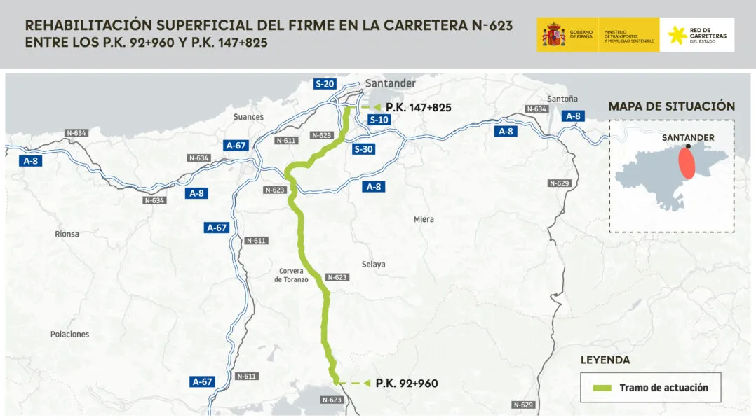 Noticias de Cantabria | El Cántabro | Transportes destina 10,9 millones a renovar casi 55 kilómetros de la N-623 entre Venta Nueva y Santander