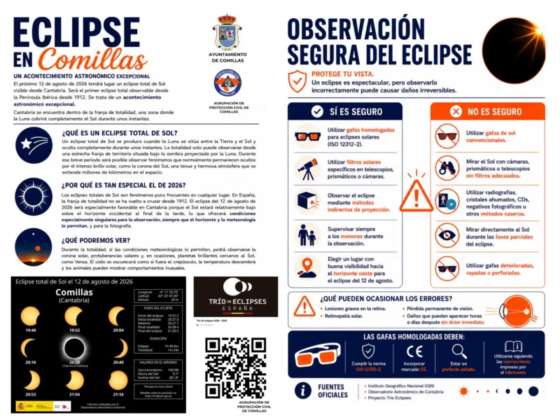 Noticias de Cantabria | El Cántabro | Comillas difunde las recomendaciones para observar con seguridad el eclipse solar del 12 de agosto