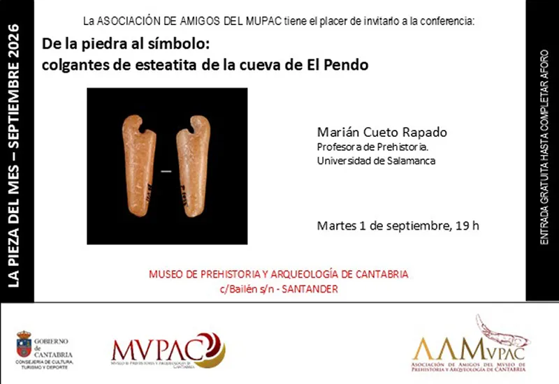 Los colgantes de esteatita de la cueva de El Pendo protagonistas de la pieza del mes del MUPAC. (Foto: Gobierno de Cantabria)
