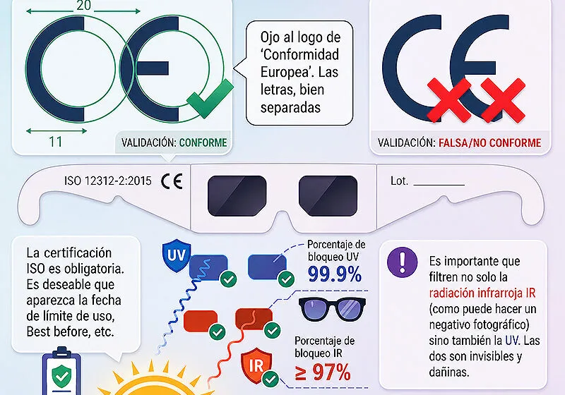  El Gobierno de Cantabria está realizando inspecciones tanto en el comercio on line como en el físico para garantizar la seguridad de las gafas a la venta para la observación del eclipse solar del 1…
