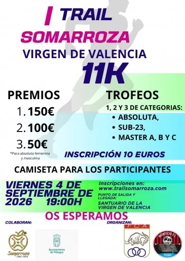  Vioño acogerá este viernes el I Trail Somarroza “Virgen De Valencia” que se disputará sobre una distancia de 11 kilómetros