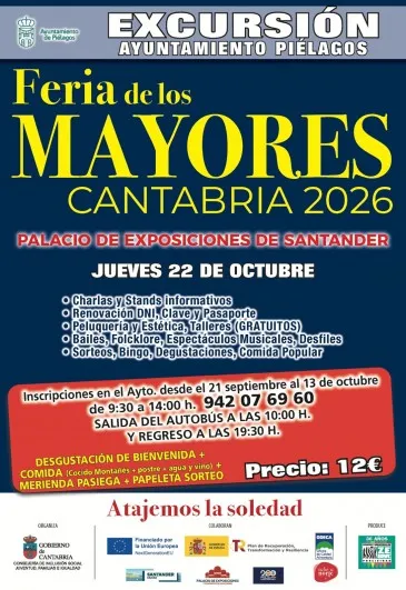  Piélagos abrirá el lunes la inscripción en la excursión a la Feria de los mayores de Cantabria, que tendrá lugar el 22 de octubre