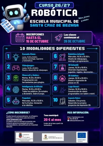 Noticias de Cantabria | El Cántabro | La Escuela de Robótica de Bezana ofrecerá a partir de octubre diez talleres para todas las edades