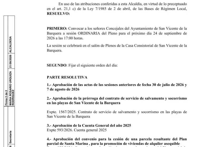 Noticias de Cantabria | El Cántabro | Convocado Pleno Ordinario mañana 24 de septiembre a las 17.00 horas, en el Salón de Plenos del Ayuntamiento