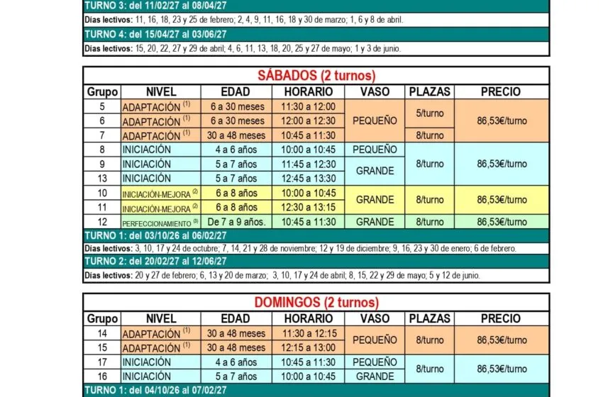  Torrelavega abre el 17 de septiembre las inscripciones para la XXIV Campaña de Natación ‘1ª Infancia’