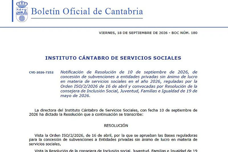 Noticias de Cantabria | El Cántabro | El ICASS concede ayudas por importe de 640.000 euros a entidades sin ánimo de lucro para la realización de programas de Servicios Sociales