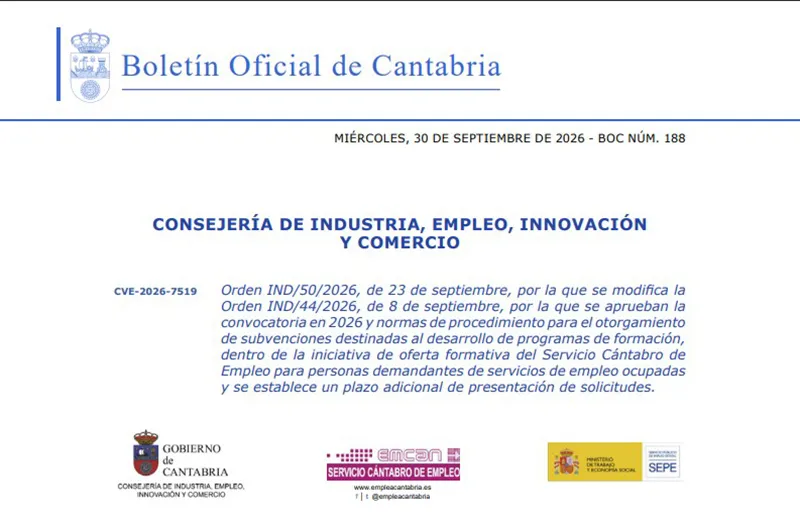Se amplía en diez días hábiles el plazo de presentación de solicitudes de la convocatoria de subvenciones del Servicio Cántabro de Empleo. (Foto: Gobierno de Cantabria)