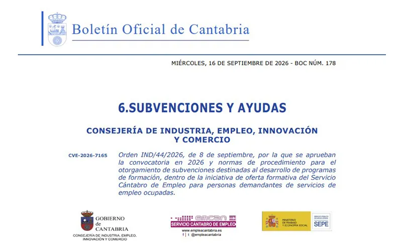 Se convocan ayudas, por importe de 3.055.000 euros, para financiar programas de formación, dirigidos principalmente a personas trabajadoras ocupadas. (Foto: Gobierno de Cantabria)