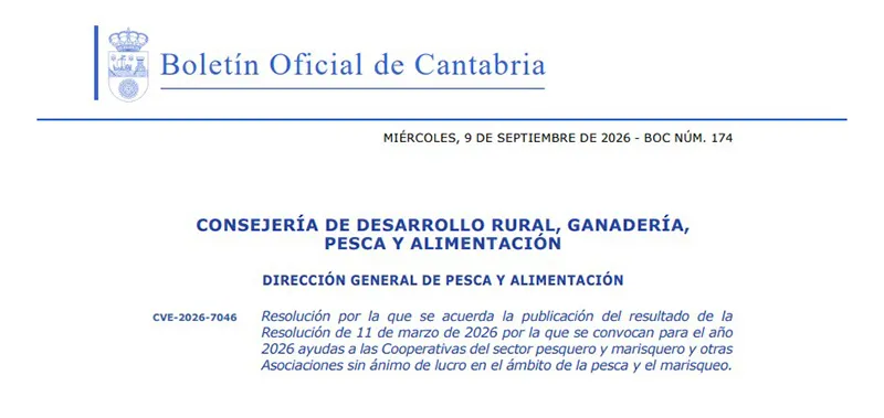 Imagen de la publicación en el BOC. (Foto: Gobierno de Cantabria).