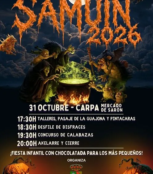  Santa María de Cayón celebra el 31 de octubre Samuín con una tarde de disfraces, talleres y tradición en el Mercado de Sarón y «La juguetería embrujada»