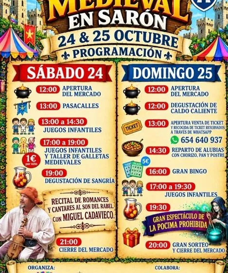 Los días 24 y 25 de octubre de 2026, te esperamos en el Mercado Medieval de Sarón (Santa María de Cayón)