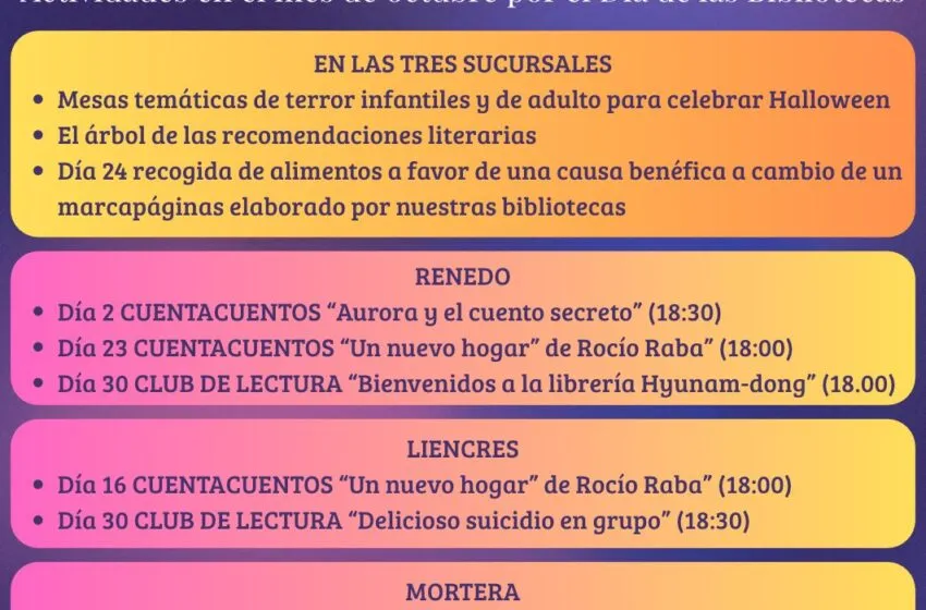  Piélagos celebrará en octubre el Día de las bibliotecas con cuentacuentos, talleres infantiles, clubes de lectura, mesas de recomendaciones y otras propuestas