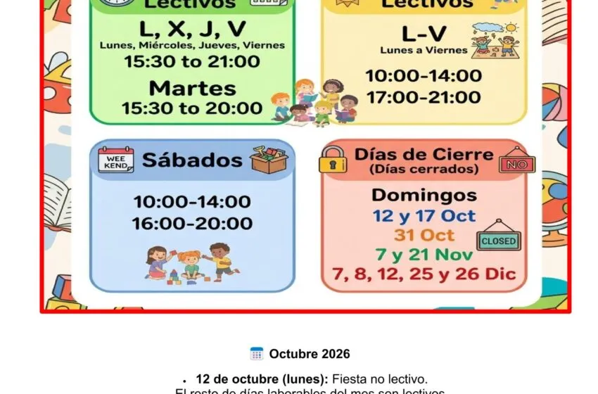  Horarios de la Ludoteca Municipal