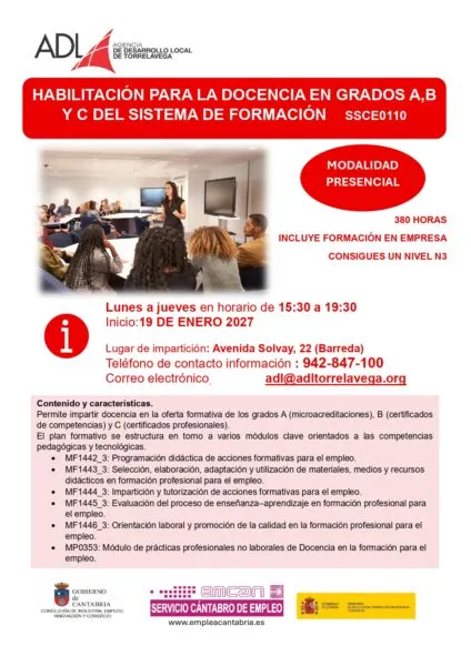 Noticias de Cantabria | El Cántabro | Torrelavega pone en marcha un nuevo curso para habilitar docentes de Formación Profesional