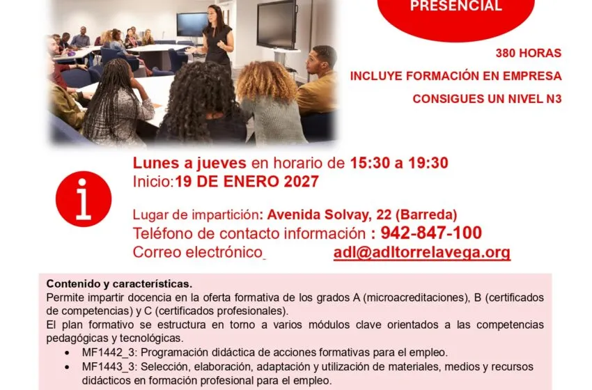  Torrelavega pone en marcha un nuevo curso para habilitar docentes de Formación Profesional