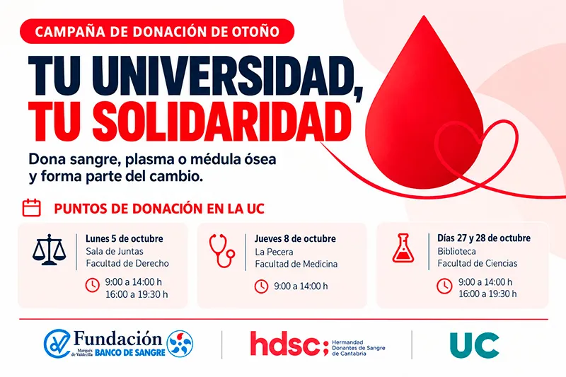 El Banco de Sangre vuelve a la UC la próxima semana para incentivar las donaciones entre la comunidad universitaria (Foto: Gobierno de Cantabria)